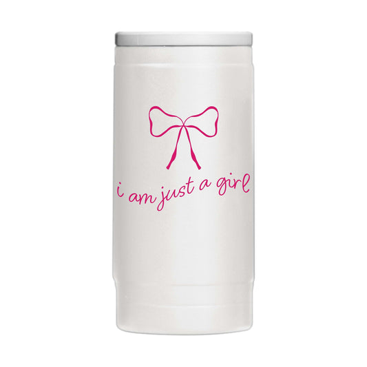 Just A Girl 12oz Pink Bow Powdercoat SlimCan Coolie - Logo Brands - Flyclothing LLC