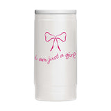 Just A Girl 12oz Pink Bow Powdercoat SlimCan Coolie - Logo Brands - Flyclothing LLC