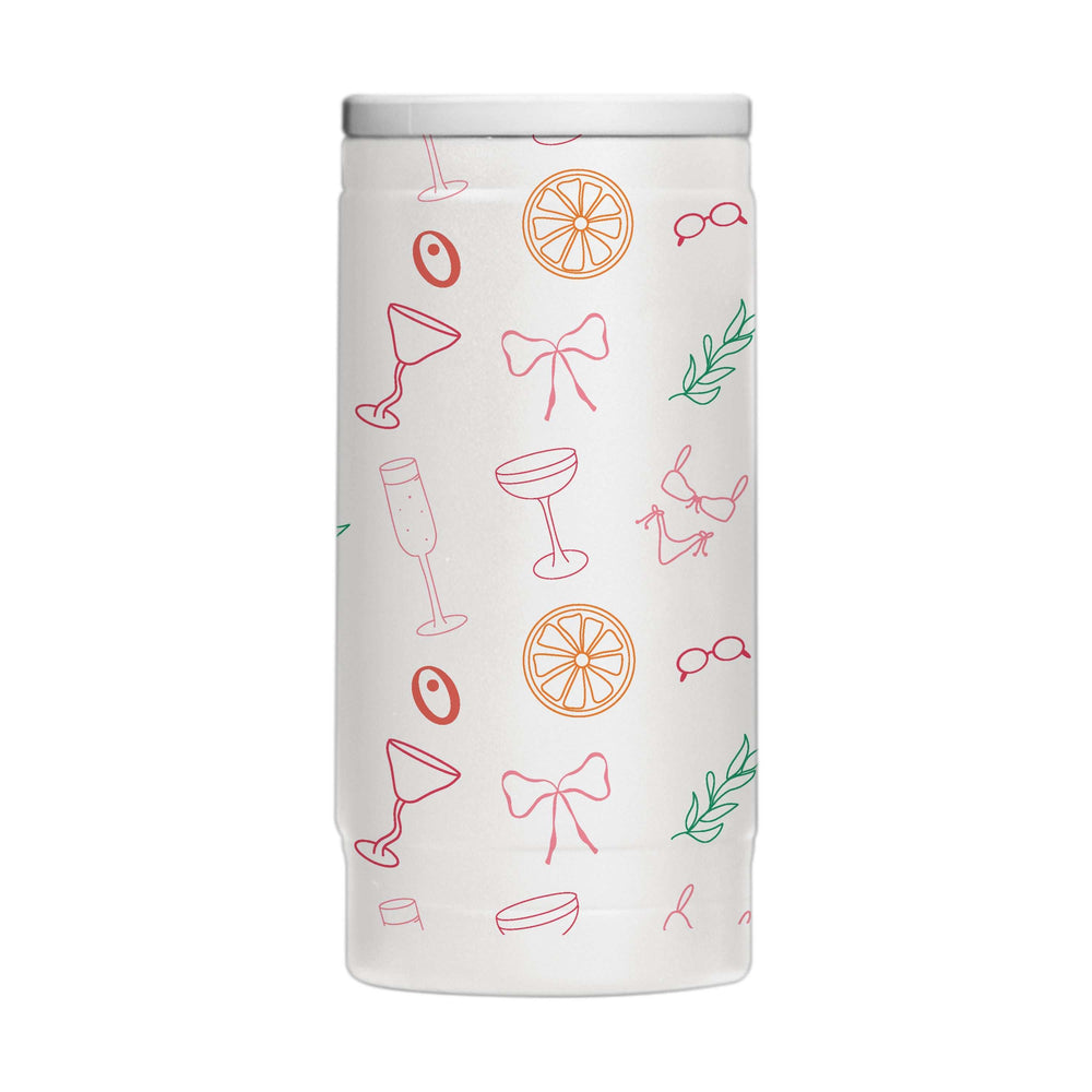 Just A Girl Summer Pattern 12oz Powdercoat SlimCan Coolie - Logo Brands - Flyclothing LLC