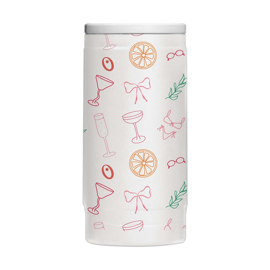 Just A Girl Summer Pattern 12oz Powdercoat SlimCan Coolie - Logo Brands - Flyclothing LLC