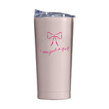 Just A Girl 20oz Pink Bow Powder Coat Tumbler - Logo Brands - Flyclothing LLC