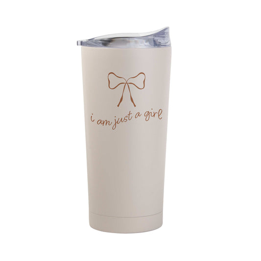 Just a Girl Neutral Bow 20oz Powder Coat Tumbler - Logo Brands - Flyclothing LLC