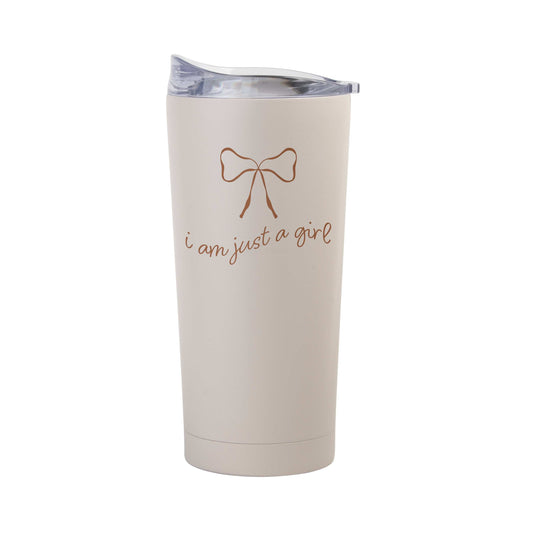 Just a Girl Neutral Bow 20oz Powder Coat Tumbler - Logo Brands - Flyclothing LLC
