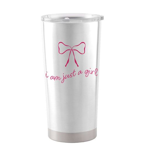Just A Girl 20oz Pink Bow Powder Coat Tumbler - Logo Brands - Flyclothing LLC