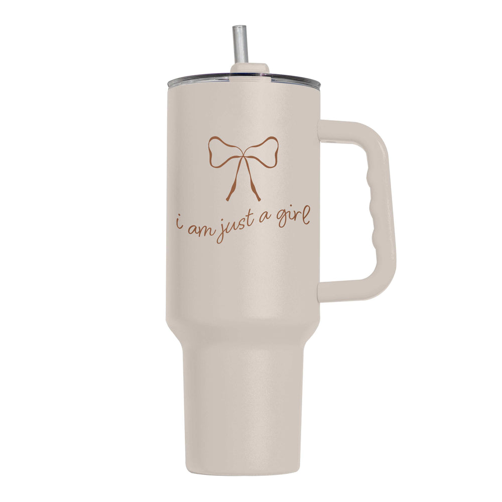 Just a Girl Neutral Bow 40oz Powder Coat Tumbler - Logo Brands - Flyclothing LLC