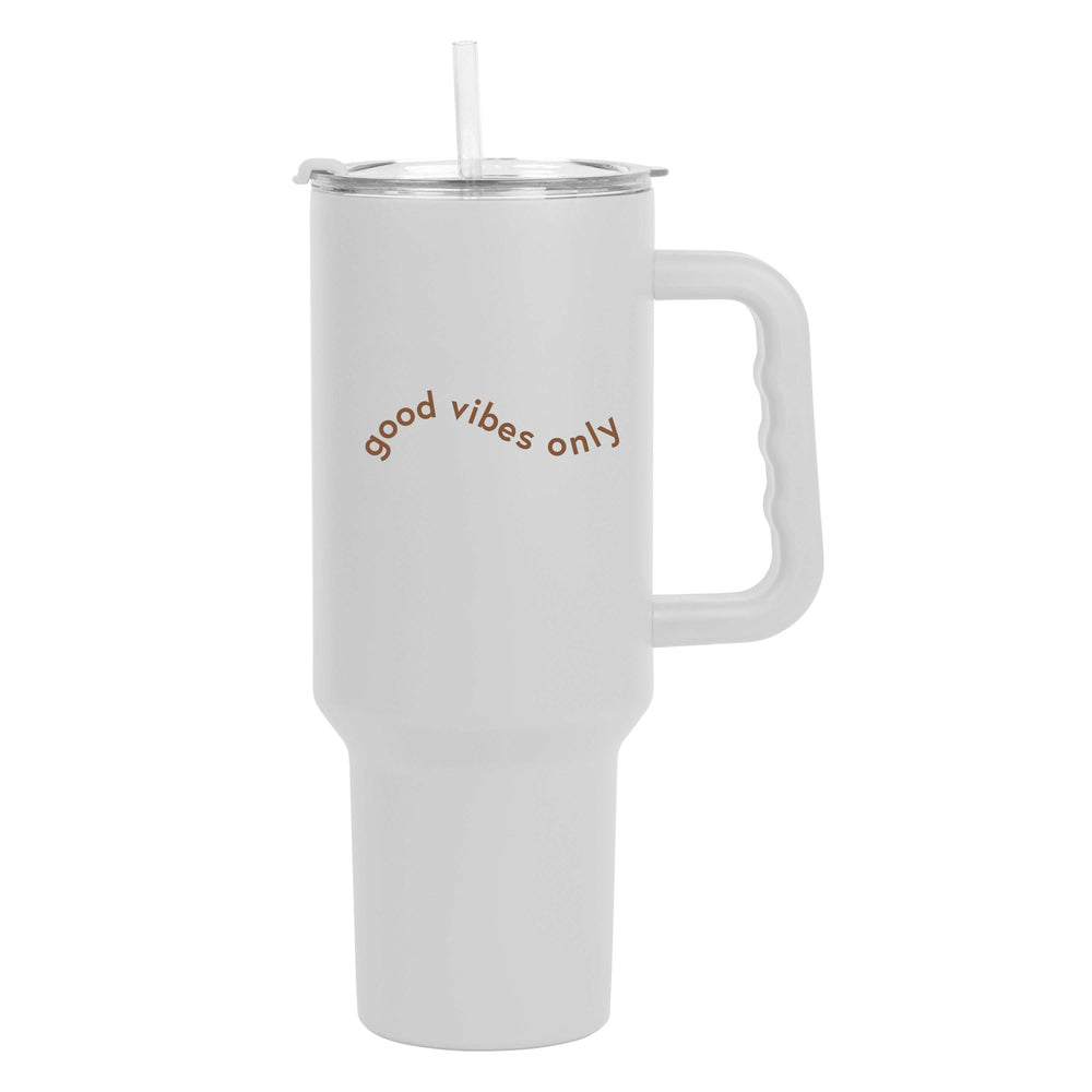 Just a Girl Good Vibes Only 40oz Powder Coat Tumbler - Logo Brands - Flyclothing LLC