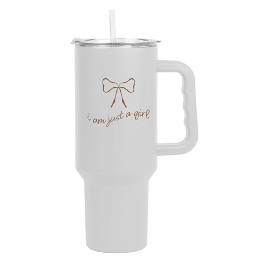 Just a Girl Neutral Bow 40oz Powder Coat Tumbler - Logo Brands - Flyclothing LLC