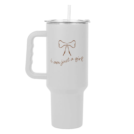 Just a Girl Neutral Bow 40oz Powder Coat Tumbler - Logo Brands - Flyclothing LLC