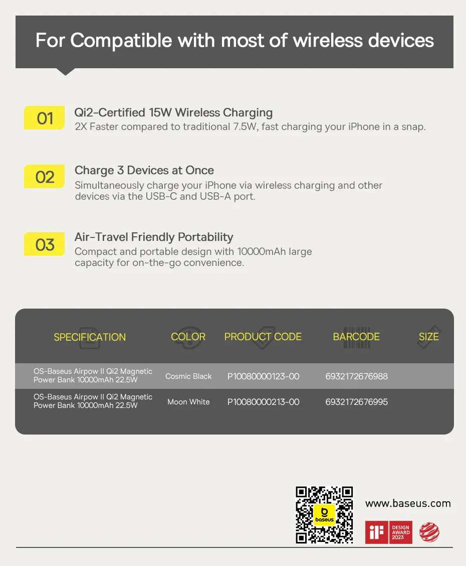 Baseus Magnetic Power Bank 22.5W Type C PowerBank Qi2 15W Wireless Charging External Battery For iPhone 16 15 14 13 Pro Max - ZeeBelle.com - Flyclothing LLC