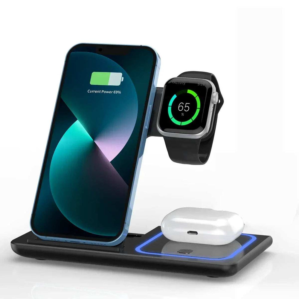 3 In 1 Wireless Charger Foldable LED Light Phone Stand For iPhone 16 15 14 13 12 Apple Watch10-2 AirPods Fast Charging Station - ZeeBelle.com - Flyclothing LLC