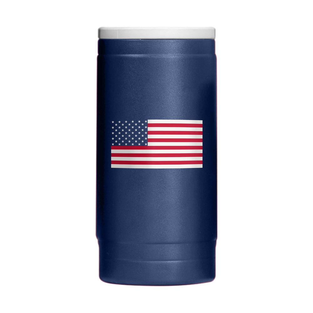 4th of July 12oz Navy American Flag Powdercoat SlimCan Coolie - Logo Brands - Flyclothing LLC