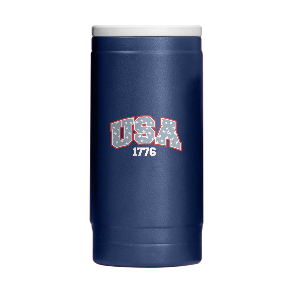 4th of July 12oz Navy USA Powdercoat SlimCan Coolie - Logo Brands - Flyclothing LLC