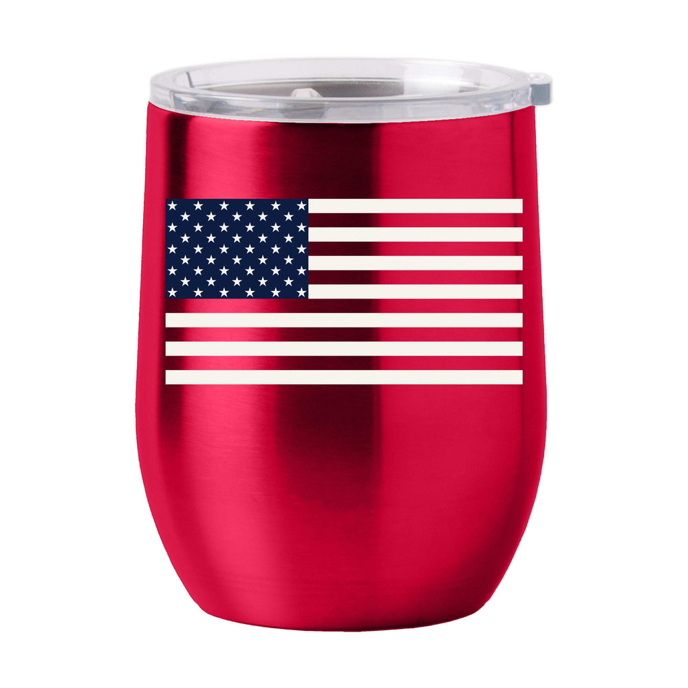 4th of July 16oz Red American Flag Stainless Curved Beverage - Logo Brands - Flyclothing LLC