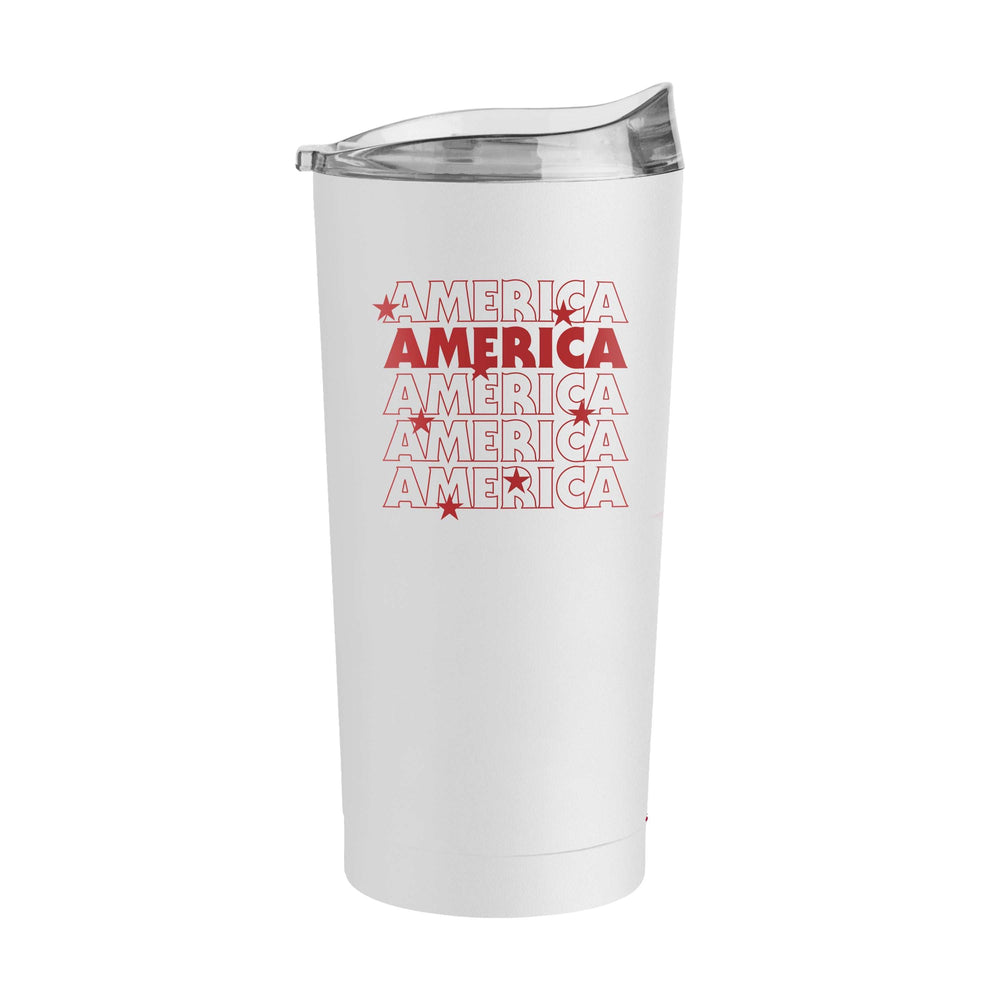 4th of July 20oz White America Repeating Powder Coat Tumbler - Logo Brands - Flyclothing LLC