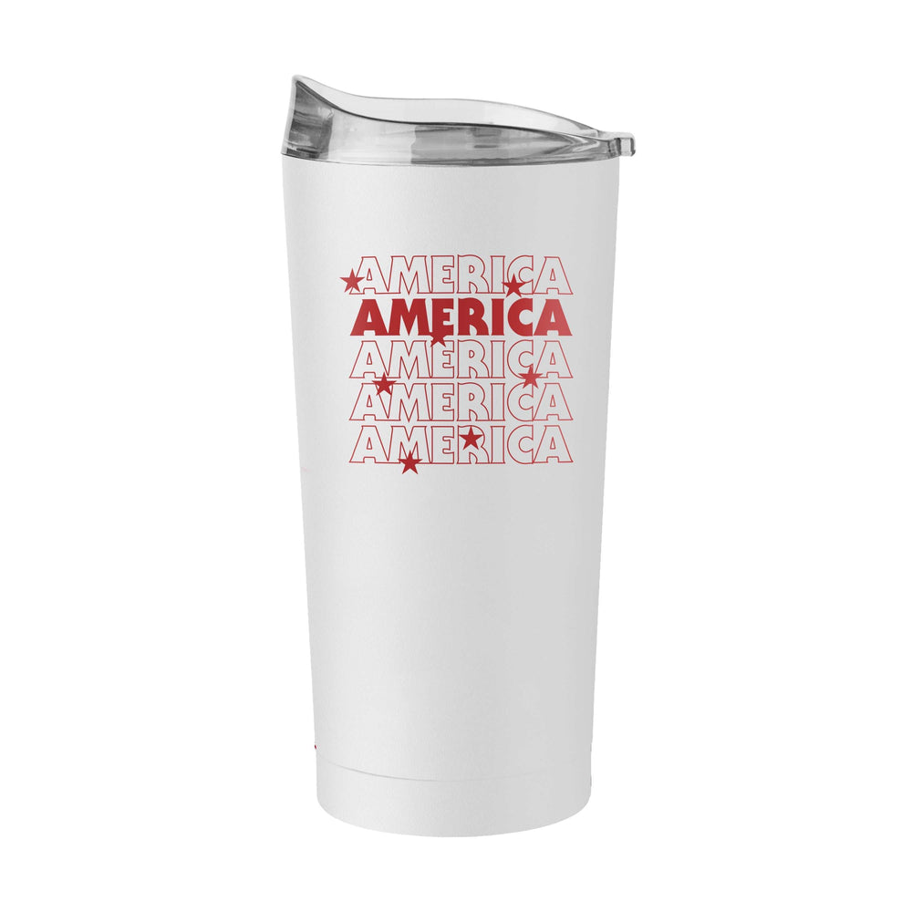 4th of July 20oz White America Repeating Powder Coat Tumbler - Logo Brands - Flyclothing LLC