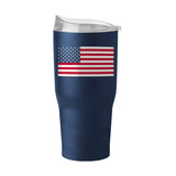 4th of July 30oz Navy American Flag Powder Coat Tumbler - Logo Brands - Flyclothing LLC