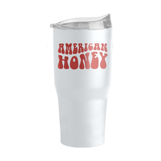 4th of July 30oz White America Honey Powder Coat Tumbler - Logo Brands - Flyclothing LLC