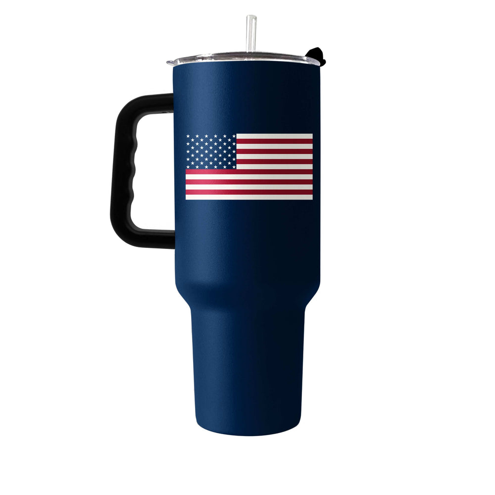 4th of July 40oz Navy American Flag Powder Coat Tumbler - Logo Brands - Flyclothing LLC