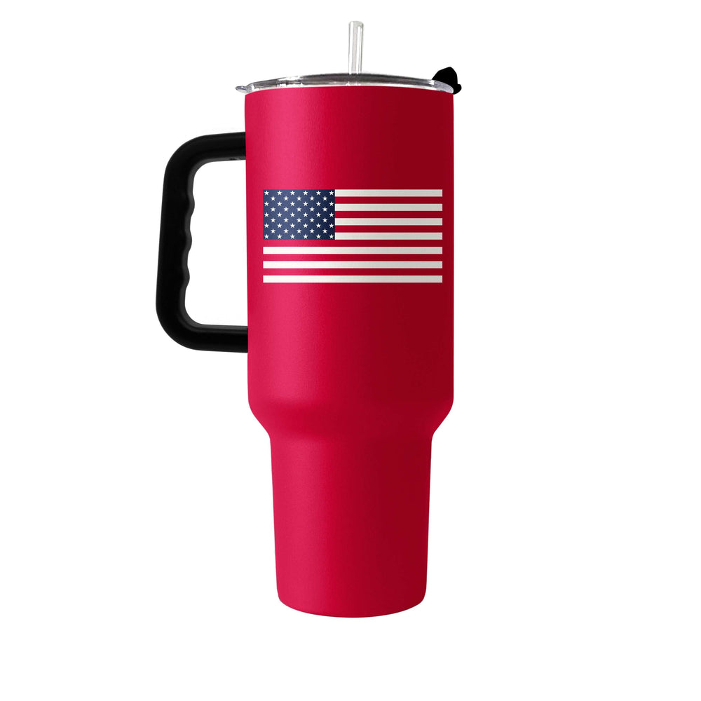 4th of July 40oz Red American Flag Powder Coat Tumbler - Logo Brands - Flyclothing LLC