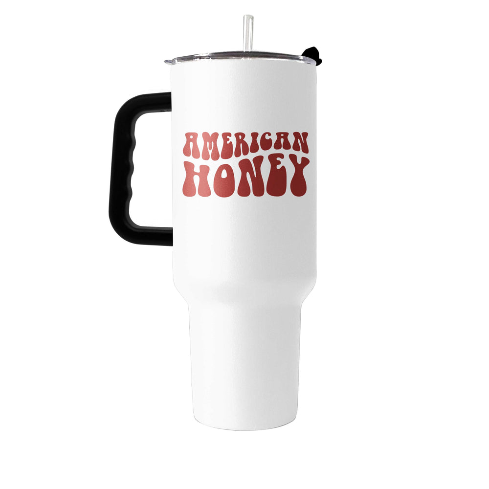 4th of July 40oz White America Honey Powder Coat Tumbler - Logo Brands - Flyclothing LLC