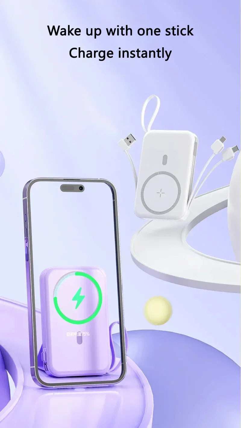 50000mah Mobile Power Bank 22.5w Fast Charging For Magsafe Wireless Charging Built-in Cables Portable Power Bank For IPhone - ZeeBelle.com - Flyclothing LLC