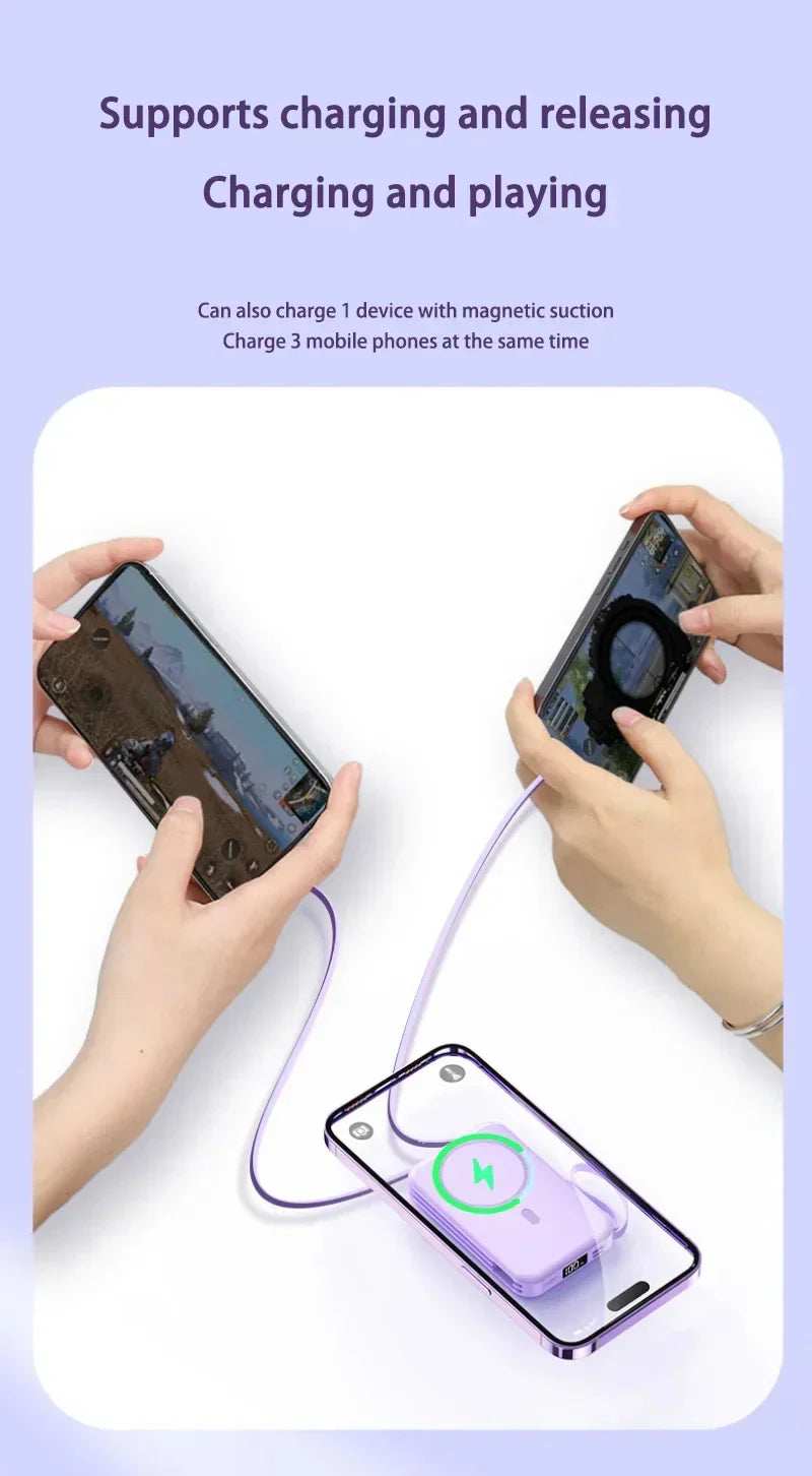 50000mah Mobile Power Bank 22.5w Fast Charging For Magsafe Wireless Charging Built-in Cables Portable Power Bank For IPhone - ZeeBelle.com - Flyclothing LLC