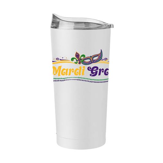 Mardi Gras Beads White 20oz Powder Coat Tumbler - Logo Brands - Flyclothing LLC