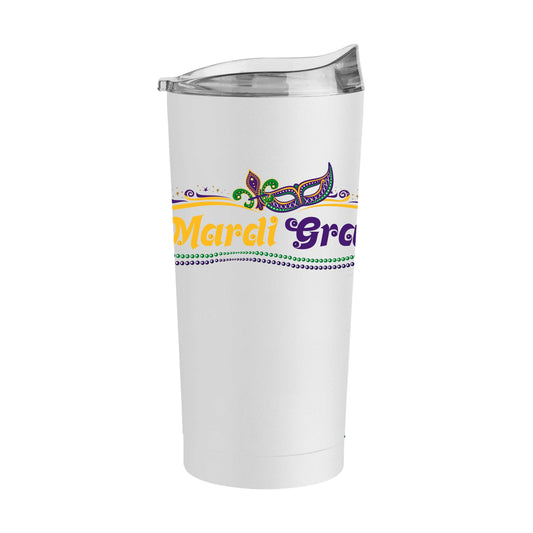 Mardi Gras Beads White 20oz Powder Coat Tumbler - Logo Brands - Flyclothing LLC
