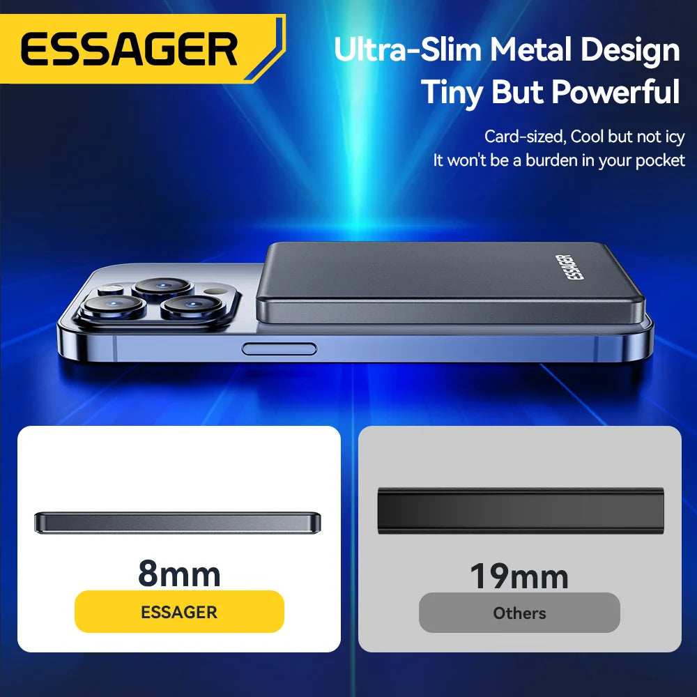 Essager Thin Wireless Power Bank Magnetic 20W 5000mAh Portable Fast Charging External Battery for Magsafe For iPhone 16 15 14 13 - ZeeBelle.com - Flyclothing LLC