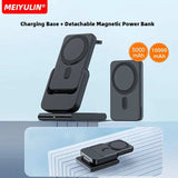 3in1 10000mAh Magnetic Wireless Power Bank Fast Charging Base Stand 5000mAh Portable External Battery for Apple iWatch iPhone 15 - ZeeBelle.com - Flyclothing LLC