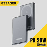 Essager Thin Wireless Power Bank Magnetic 20W 5000mAh Portable Fast Charging External Battery for Magsafe For iPhone 16 15 14 13 - ZeeBelle.com - Flyclothing LLC