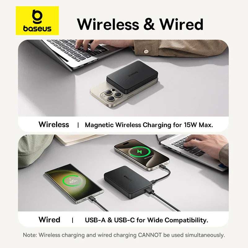 Baseus Magnetic Power Bank 22.5W Type C PowerBank Qi2 15W Wireless Charging External Battery For iPhone 16 15 14 13 Pro Max - ZeeBelle.com - Flyclothing LLC