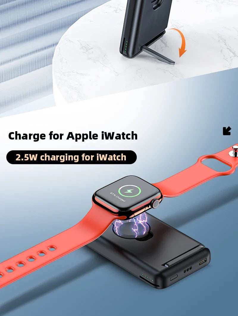 3in1 10000mAh Magnetic Wireless Power Bank Fast Charging Base Stand 5000mAh Portable External Battery for Apple iWatch iPhone 15 - ZeeBelle.com - Flyclothing LLC