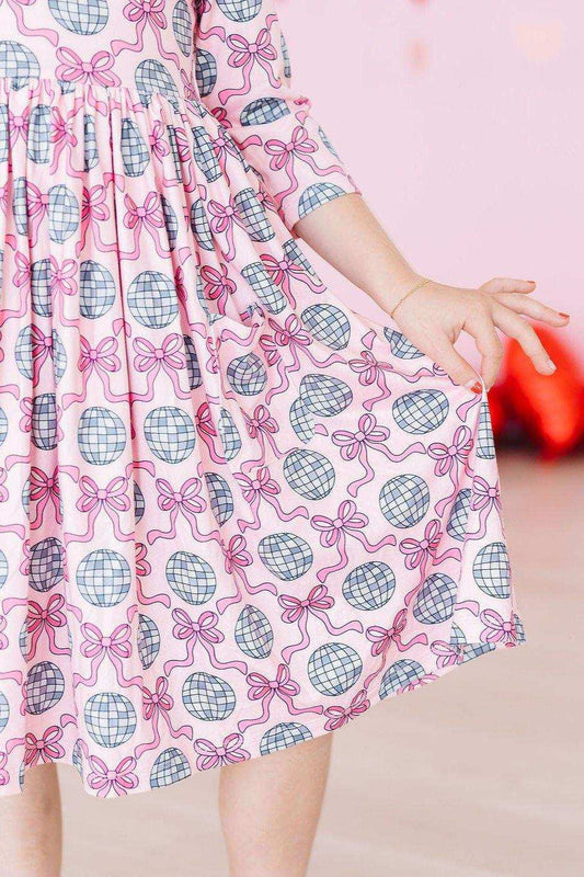 SALE Disco Bows 3/4 Sleeve Pocket Twirl Dress - Mila & Rose ® - Flyclothing LLC