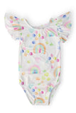 SALE Watercolor Rainbows S/S Flutter Sleeve Leotard - Mila & Rose ® - Flyclothing LLC