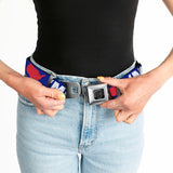 BD Wings Logo CLOSE-UP Full Color Black Silver Seatbelt Belt - 'MERICA/USA Silhouette Blue/White/Red Webbing - Buckle-Down - Flyclothing LLC