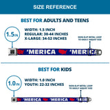 BD Wings Logo CLOSE-UP Full Color Black Silver Seatbelt Belt - 'MERICA/USA Silhouette Blue/White/Red Webbing - Buckle-Down - Flyclothing LLC