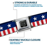 BD Wings Logo CLOSE-UP Full Color Black Silver Seatbelt Belt - Americana Stars & Stripes2 Blue/White/Red/White Webbing - Buckle-Down - Flyclothing LLC