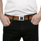 BD Wings Logo CLOSE-UP Full Color Black Silver Seatbelt Belt - Born to Raise Hell Red Webbing - Buckle-Down - Flyclothing LLC