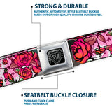 BD Wings Logo CLOSE-UP Full Color Black Silver Seatbelt Belt - Born to Blossom CLOSE-UP White Webbing - Buckle-Down - Flyclothing LLC