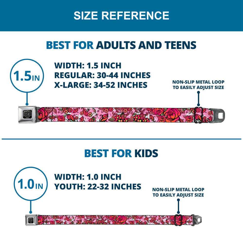 BD Wings Logo CLOSE-UP Full Color Black Silver Seatbelt Belt - Born to Blossom CLOSE-UP White Webbing - Buckle-Down - Flyclothing LLC