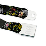 BD Wings Logo CLOSE-UP Full Color Black Silver Seatbelt Belt - Born to Raise Hell CLOSE-UP Black Webbing - Buckle-Down - Flyclothing LLC