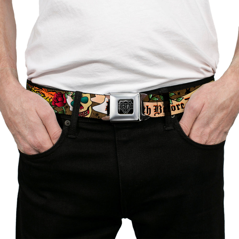 BD Wings Logo CLOSE-UP Full Color Black Silver Seatbelt Belt - Death Before Dishonor Olive Webbing - Buckle-Down - Flyclothing LLC