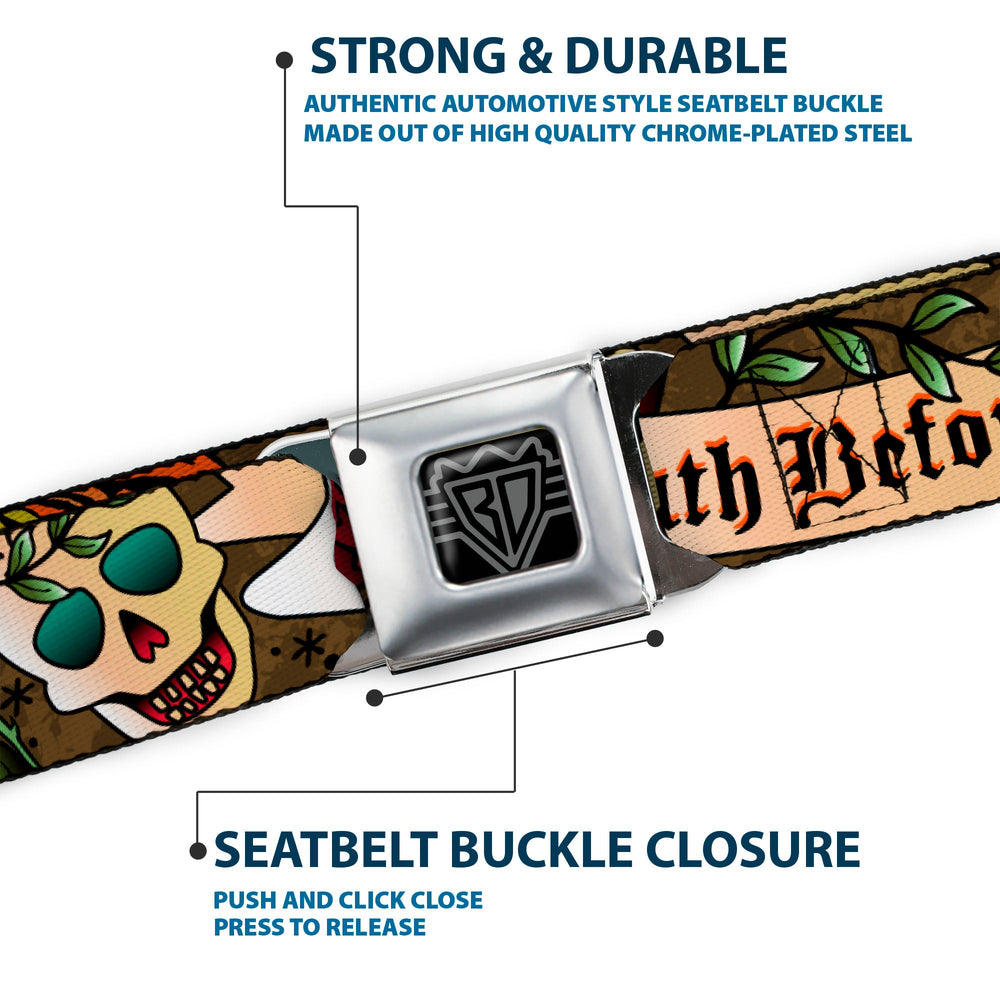 BD Wings Logo CLOSE-UP Full Color Black Silver Seatbelt Belt - Death Before Dishonor Olive Webbing - Buckle-Down - Flyclothing LLC