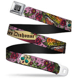 BD Wings Logo CLOSE-UP Full Color Black Silver Seatbelt Belt - Death Before Dishonor Pink Webbing - Buckle-Down - Flyclothing LLC