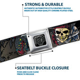BD Wings Logo CLOSE-UP Full Color Black Silver Seatbelt Belt - Dead Men Tell No Tales Gray Webbing - Buckle-Down - Flyclothing LLC