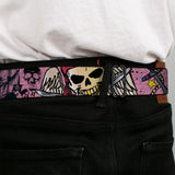 BD Wings Logo CLOSE-UP Full Color Black Silver Seatbelt Belt - Dead Men Tell No Tales Pink Webbing - Buckle-Down - Flyclothing LLC