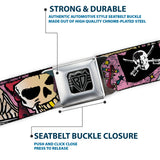 BD Wings Logo CLOSE-UP Full Color Black Silver Seatbelt Belt - Dead Men Tell No Tales Pink Webbing - Buckle-Down - Flyclothing LLC