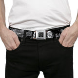 BD Wings Logo CLOSE-UP Full Color Black Silver Seatbelt Belt - Death Before Dishonor Black/White Webbing - Buckle-Down - Flyclothing LLC