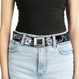 BD Wings Logo CLOSE-UP Full Color Black Silver Seatbelt Belt - Death Before Dishonor Black/White Webbing - Buckle-Down - Flyclothing LLC